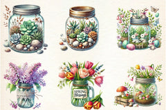Spring Mason Jars Clipart Bundle - CraftNest - Digital Crafting and Art