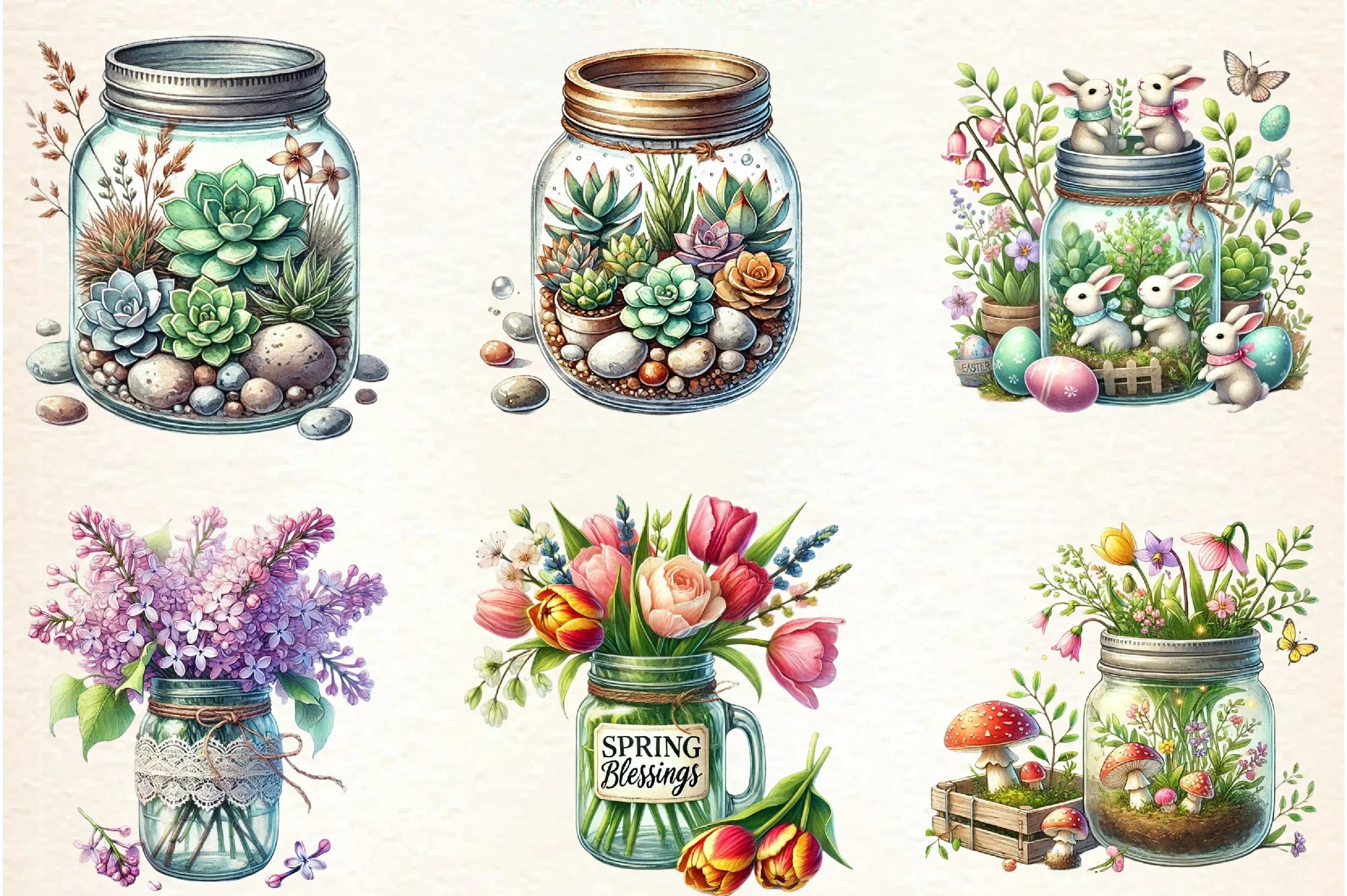 Spring Mason Jars Clipart Bundle - CraftNest - Digital Crafting and Art