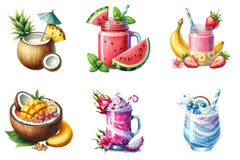 Summer Tropical Smoothie Clipart Bundle - CraftNest - Digital Crafting and Art
