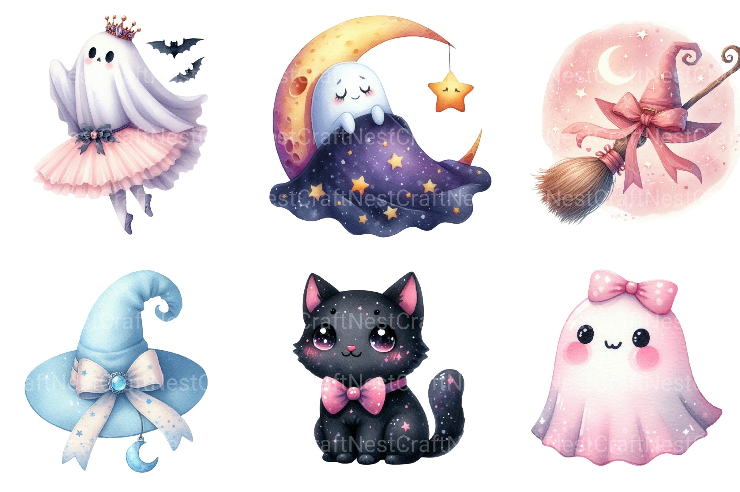 Cute Pastel Halloween Clipart Bundle - CraftNest - Digital Crafting and Art