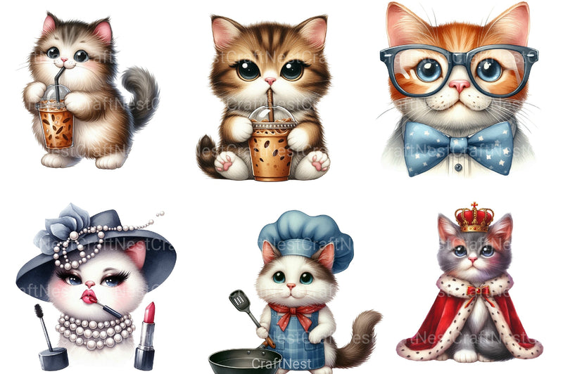 Quirky Cats Clipart Bundle - CraftNest - Digital Crafting and Art