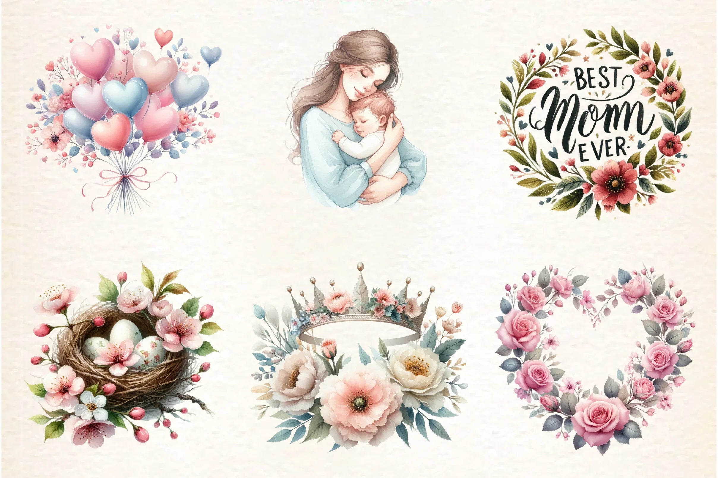 Hand-Drawn Mother's Day Illustrations Clipart Bundle - CraftNest - Digital Crafting and Art