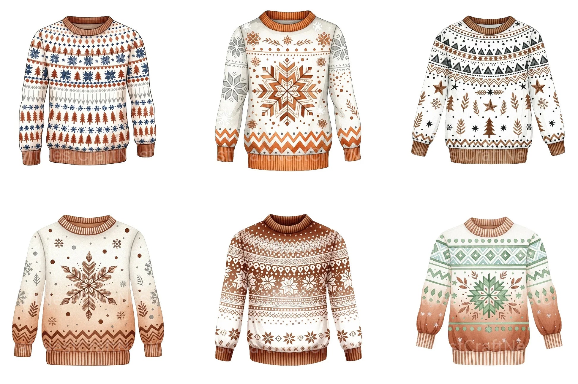 Neutral Christmas Sweater Clipart Bundle - CraftNest - Digital Crafting and Art