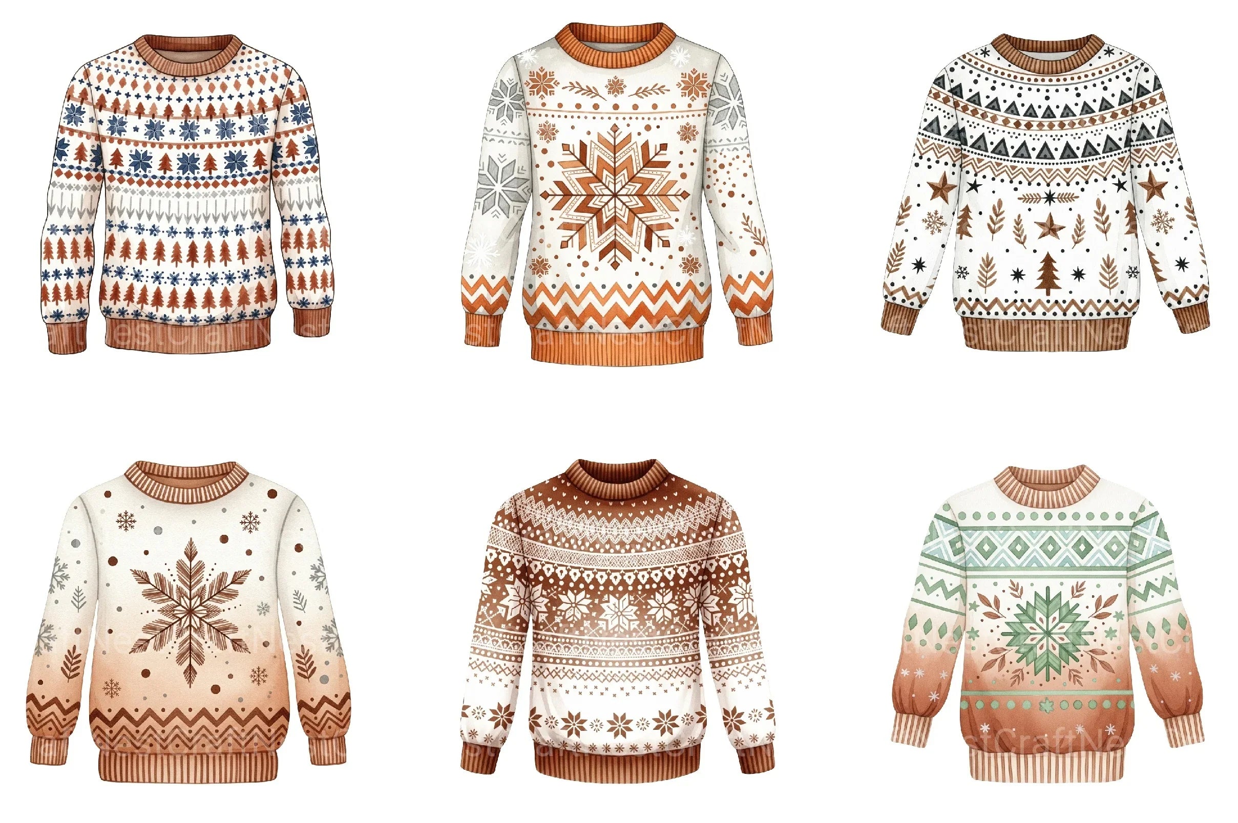 Neutral Christmas Sweater Clipart Bundle - CraftNest - Digital Crafting and Art