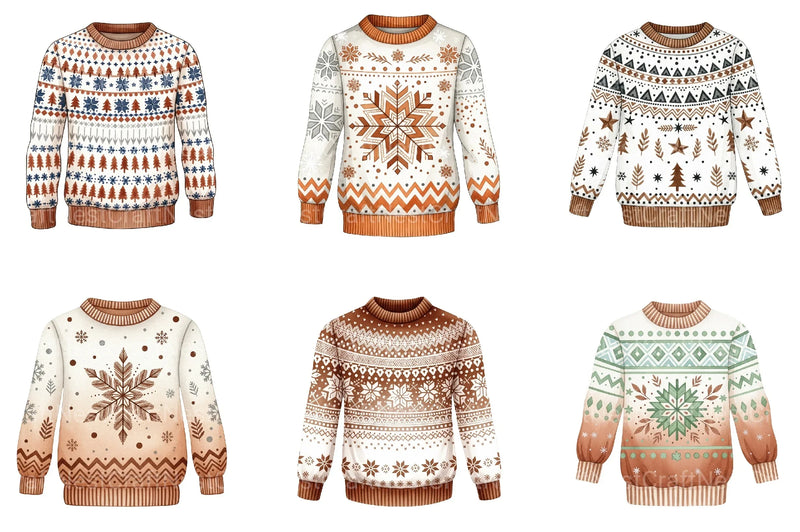 Neutral Christmas Sweater Clipart Bundle - CraftNest - Digital Crafting and Art