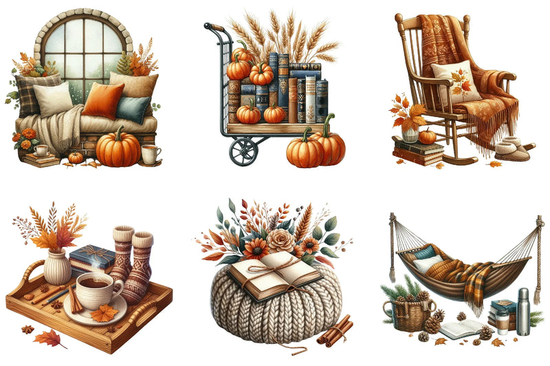Fall Reading Nook Clipart Bundle - CraftNest - Digital Crafting and Art