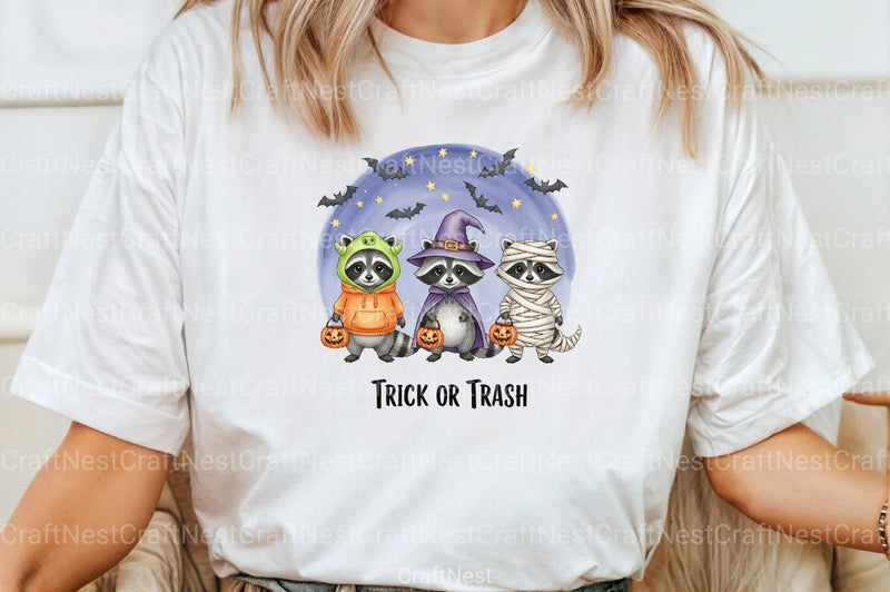 Halloween Raccoon Trick Or Treat Clipart Bundle - CraftNest - Digital Crafting and Art