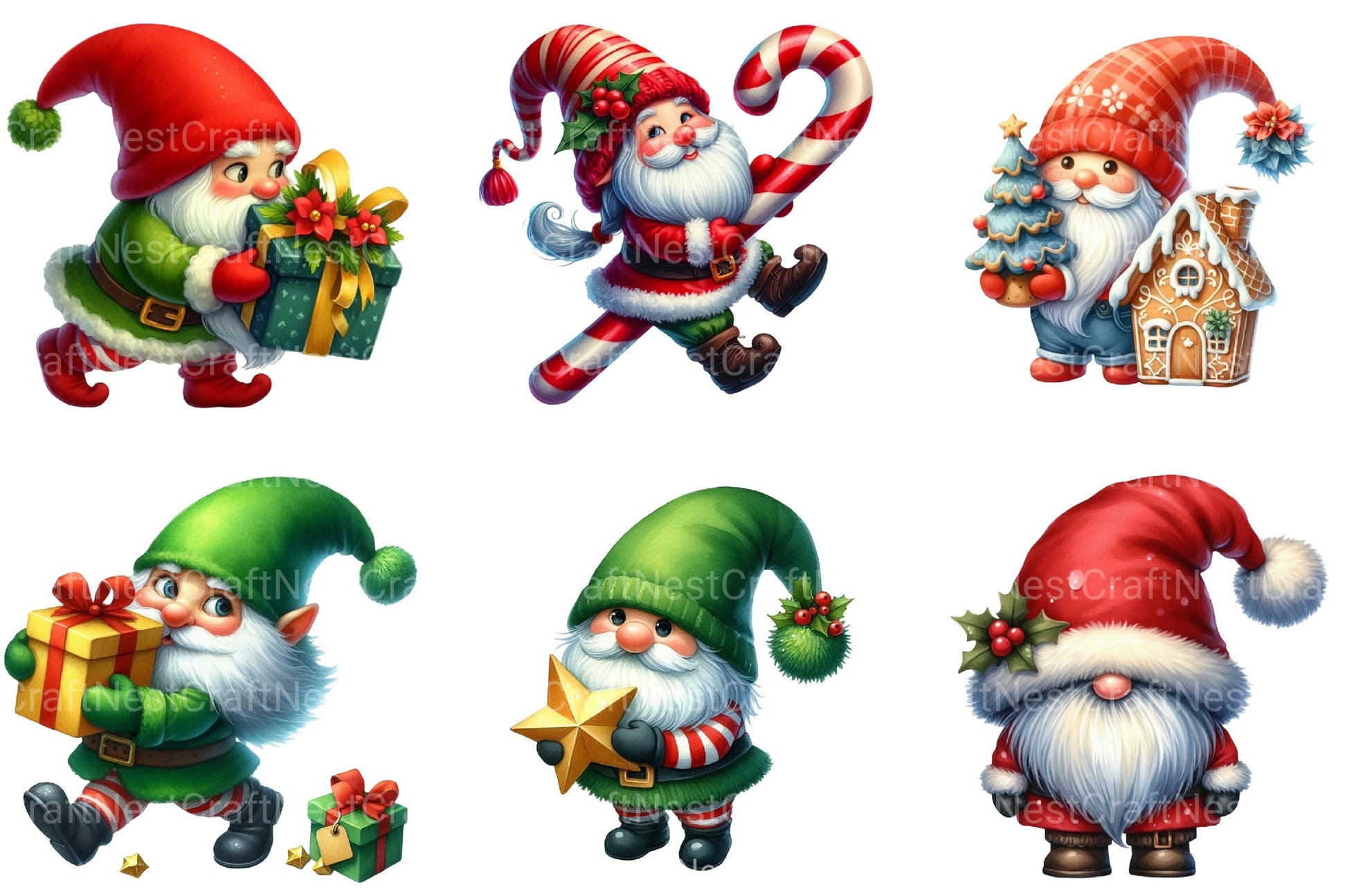 Free Green Christmas Gnome Clipart Bundle - CraftNest - Digital Crafting and Art