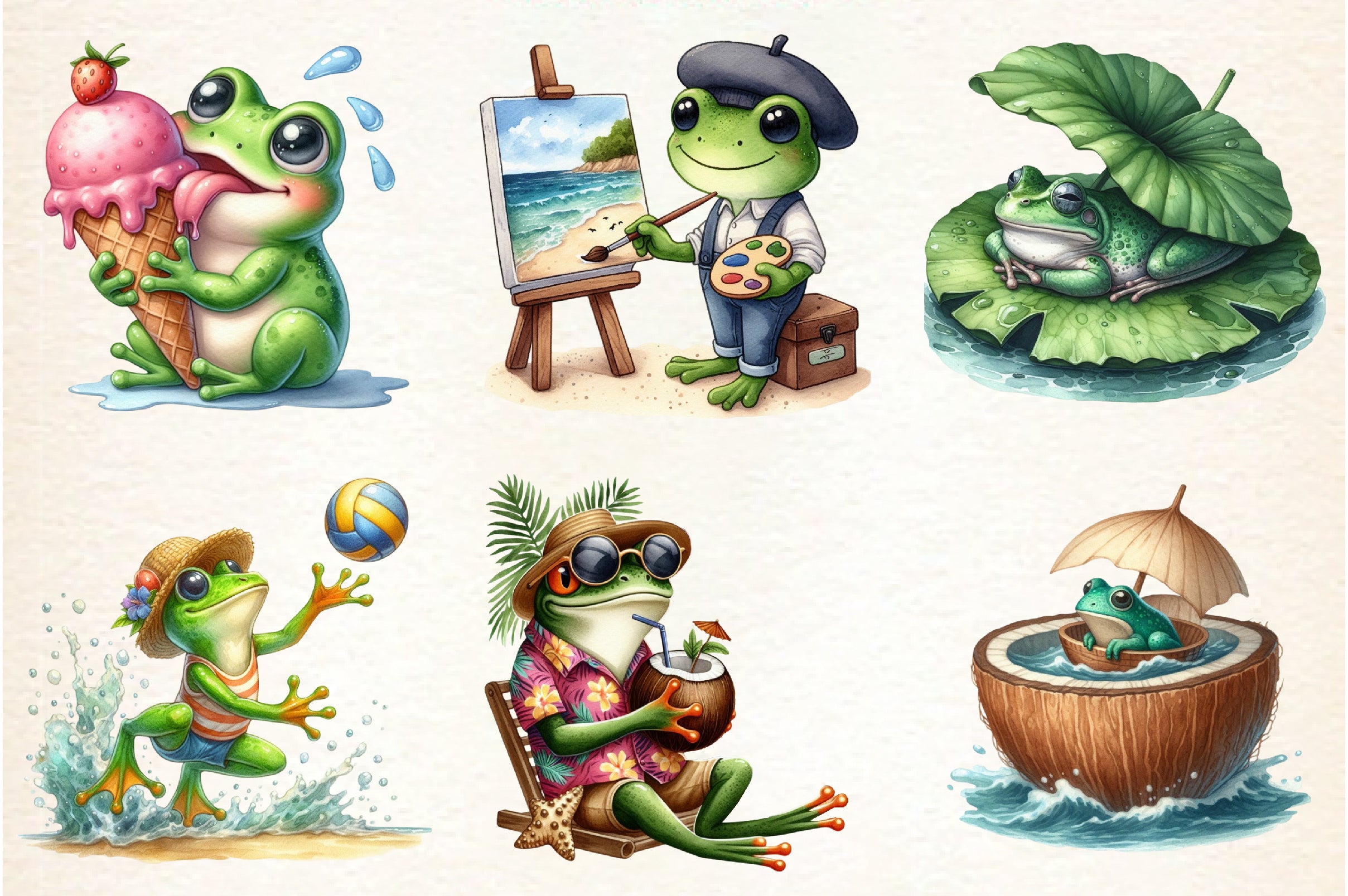 Frog Summer Clipart Bundle