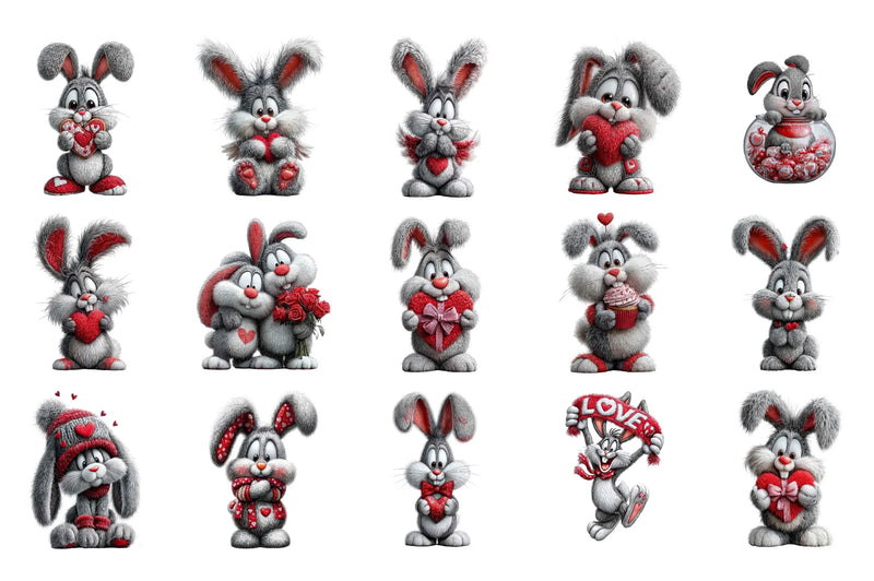Valentine Rabbit Clipart Bundle - CraftNest - Digital Crafting and Art