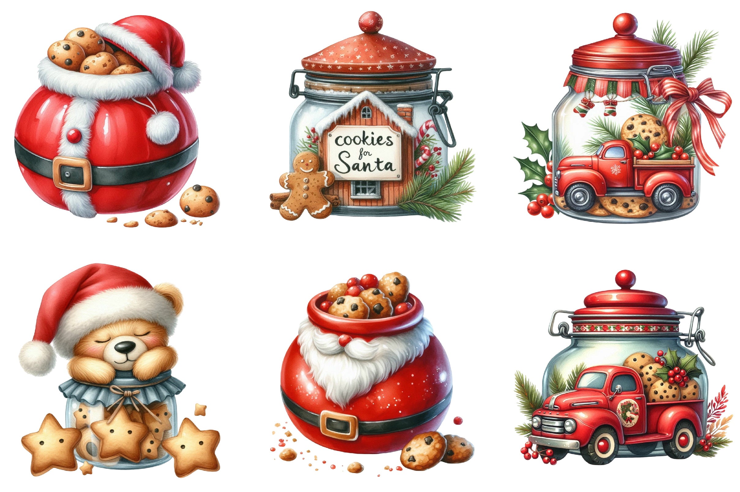 Christmas Cookie Jars Clipart Bundle