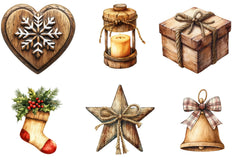 Rustic Wooden Christmas Clipart Bundle - CraftNest - Digital Crafting and Art