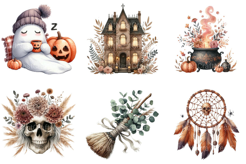 Boho Halloween Clipart - CraftNest - Digital Crafting and Art