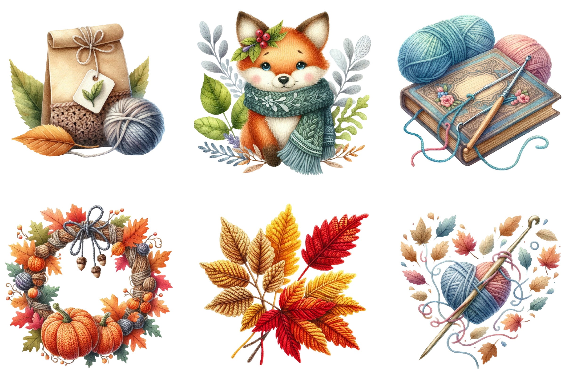 Crochet Autumn Clipart Bundle