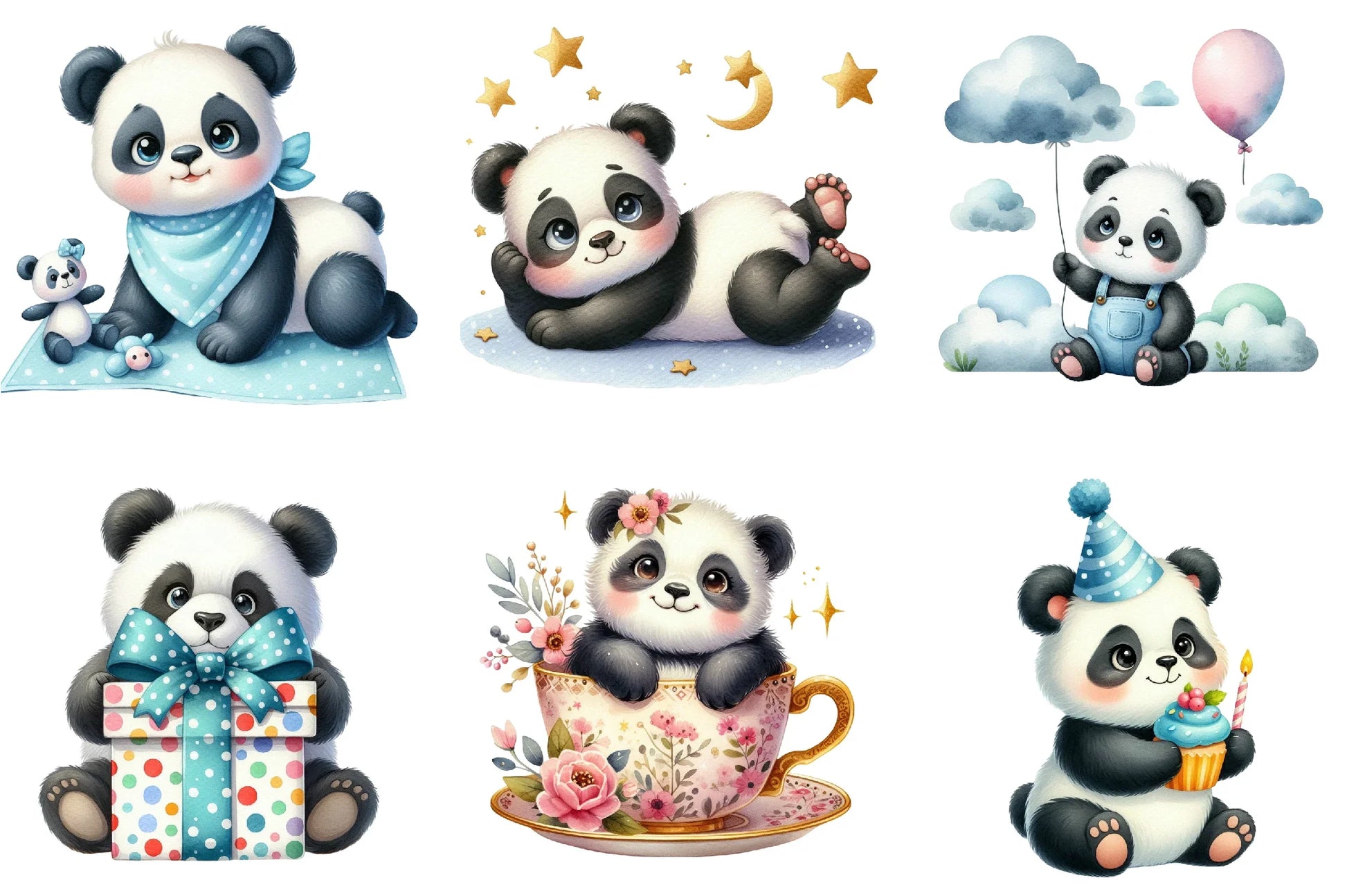 Baby Panda Clipart Bundle - CraftNest - Digital Crafting and Art