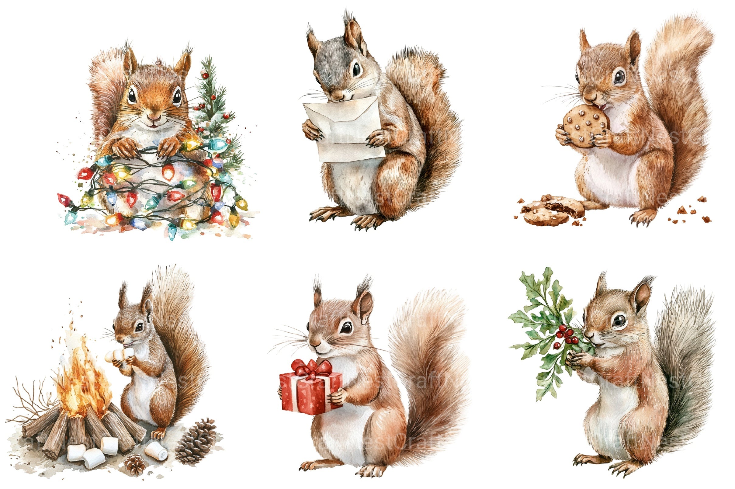 Christmas Squirrel Holiday Clipart Bundle - CraftNest - Digital Crafting and Art