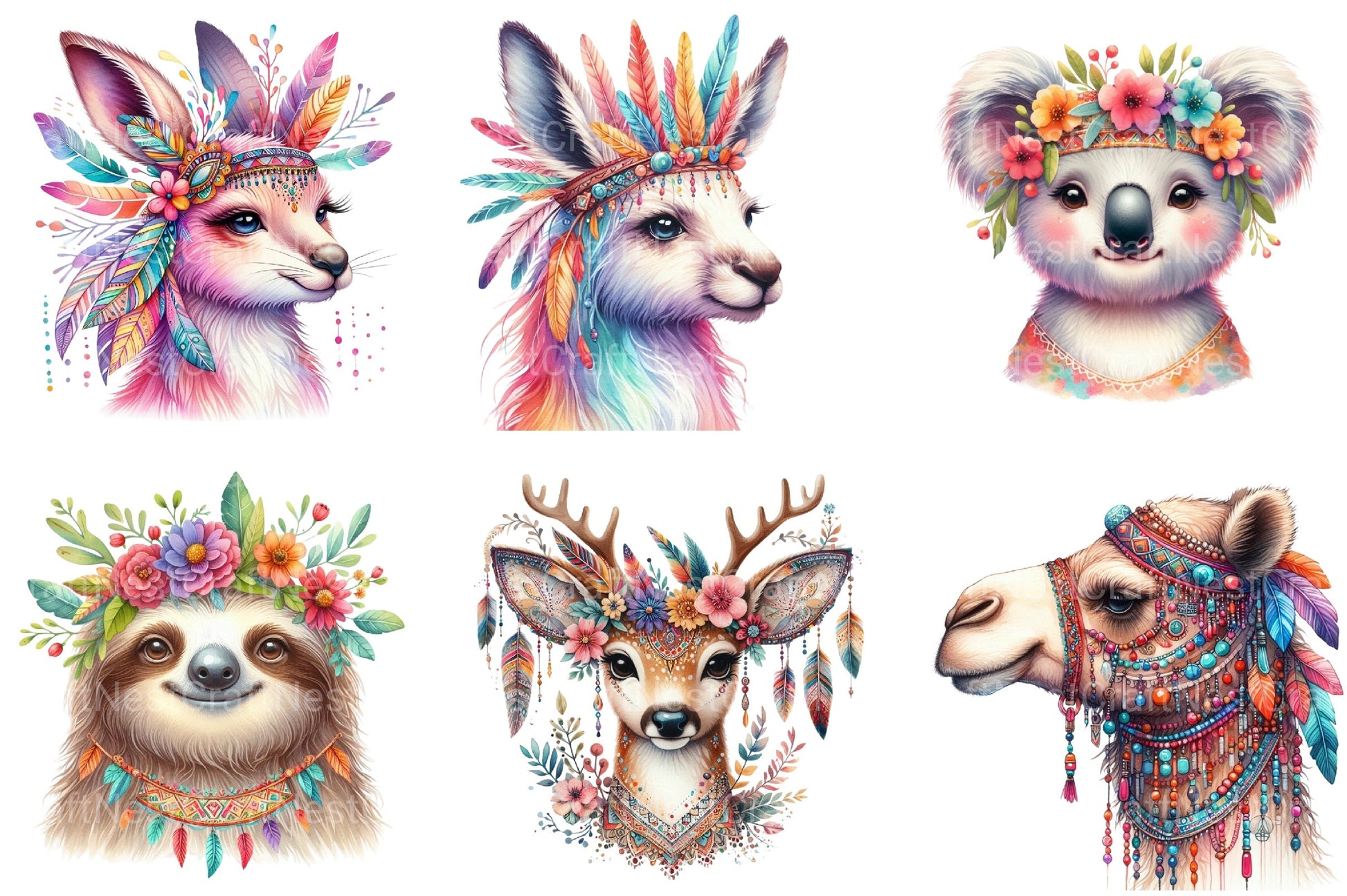 Boho Animal Portraits Clipart Bundle - CraftNest - Digital Crafting and Art