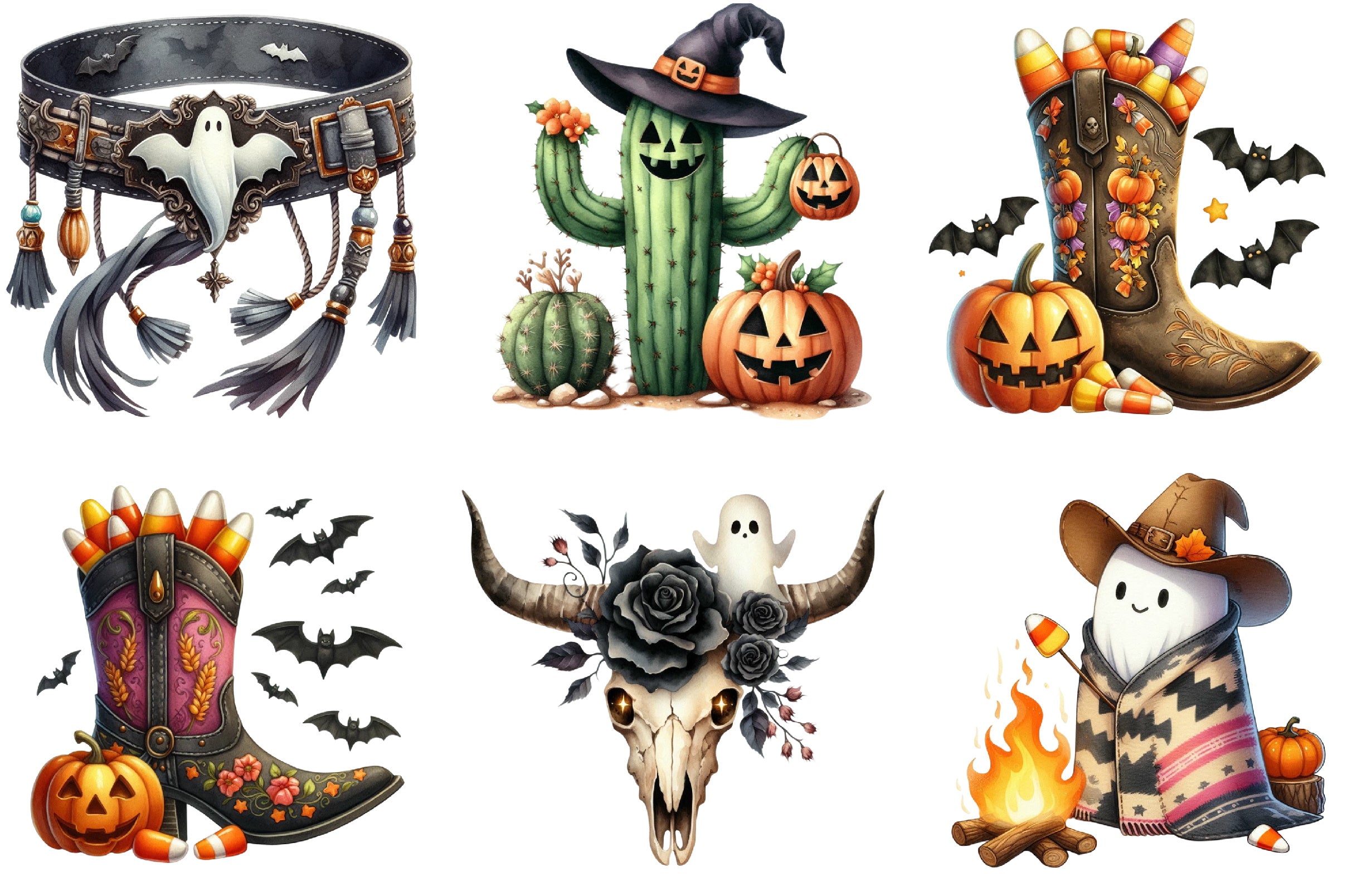 Western Halloween Clipart Bundle