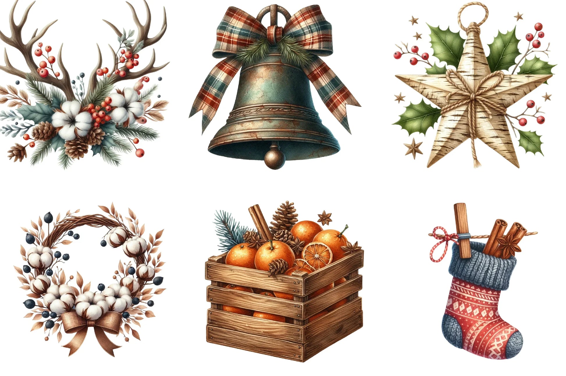 Rustic Christmas Clipart Bundle - CraftNest - Digital Crafting and Art