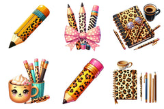 Leopard Teacher Pencil Clipart Bundle - CraftNest - Digital Crafting and Art