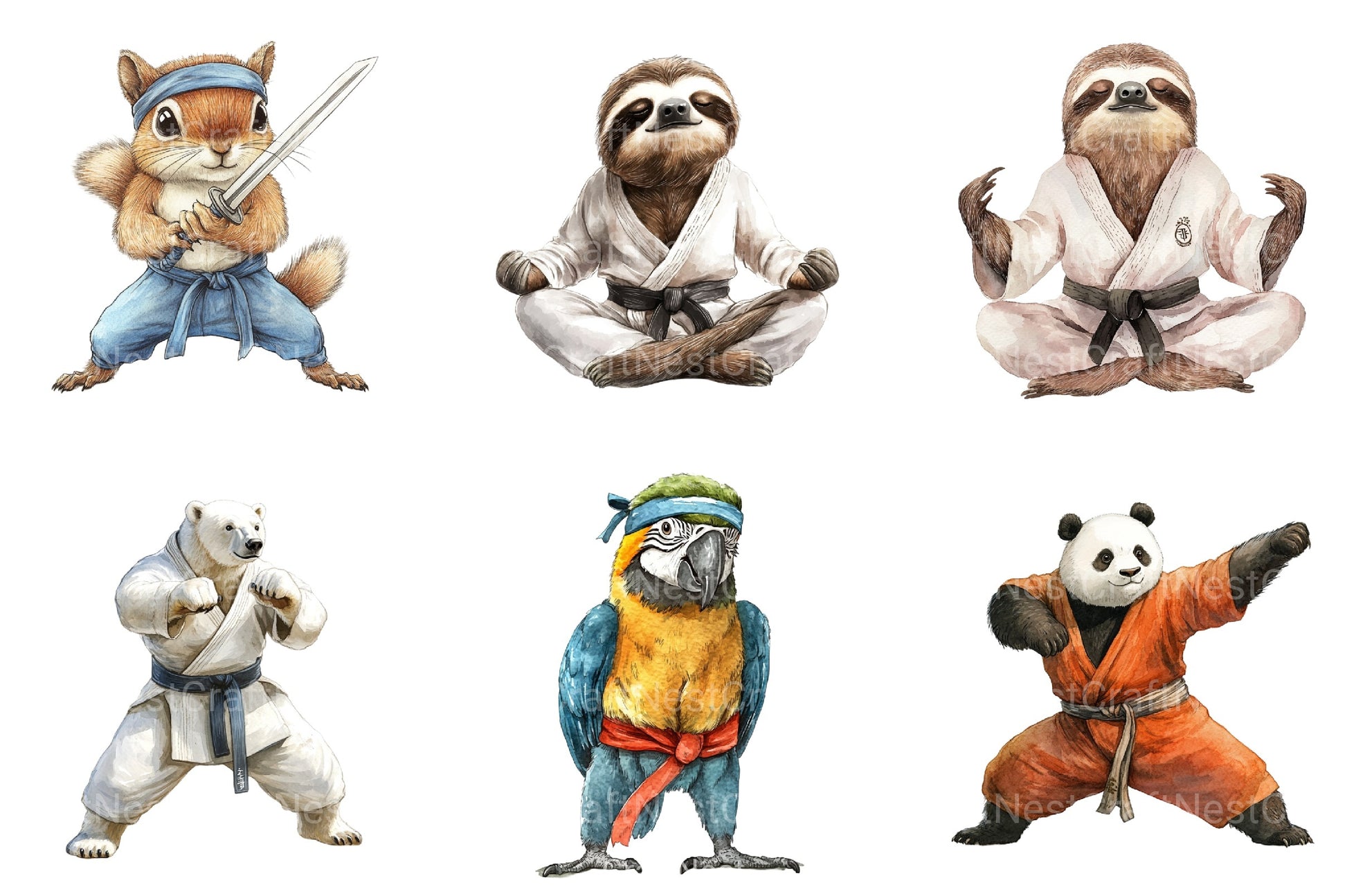 Martial Arts Animals Clipart Bundle - CraftNest - Digital Crafting and Art