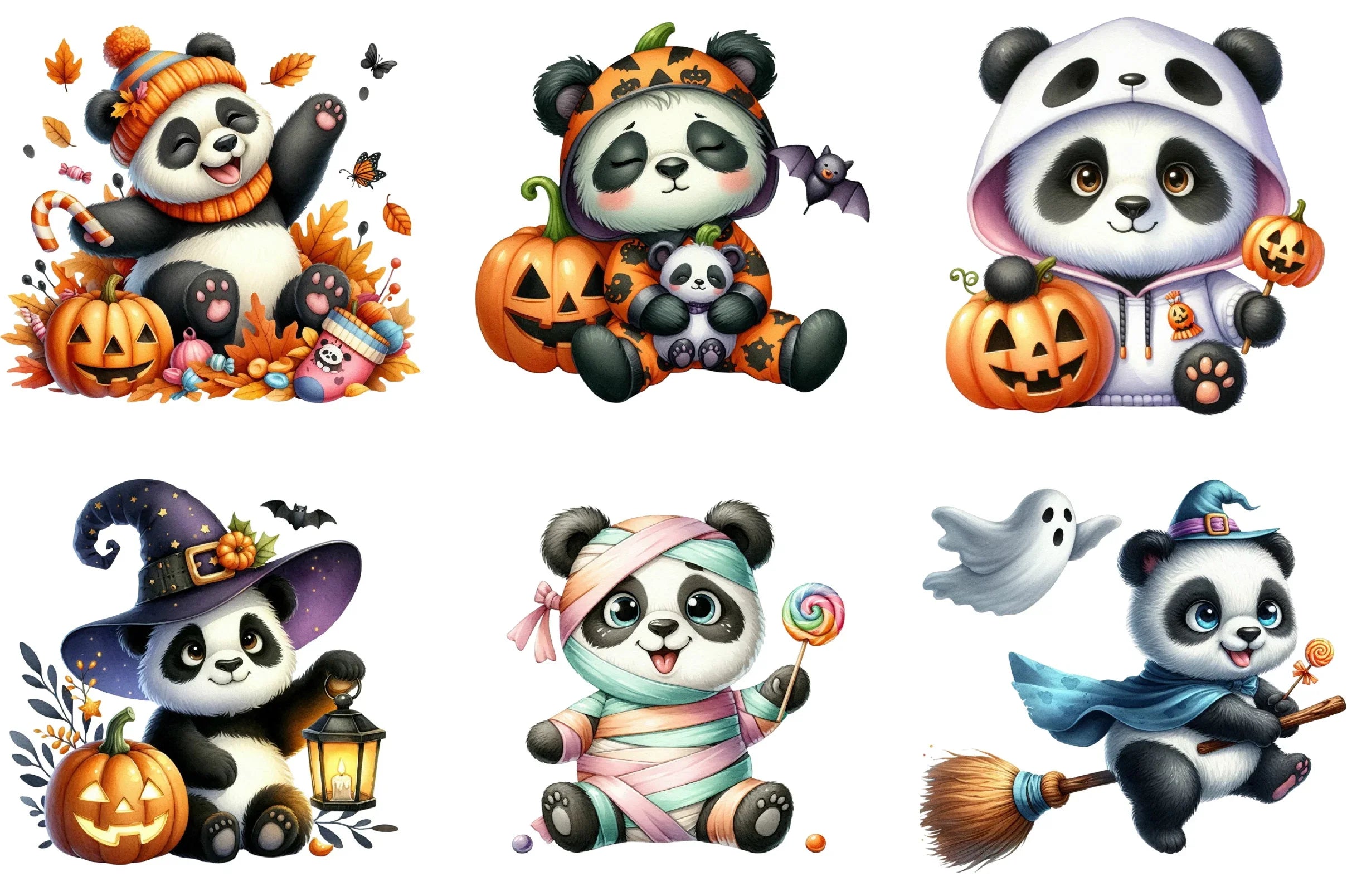 Halloween Panda Clipart Bundle - CraftNest - Digital Crafting and Art
