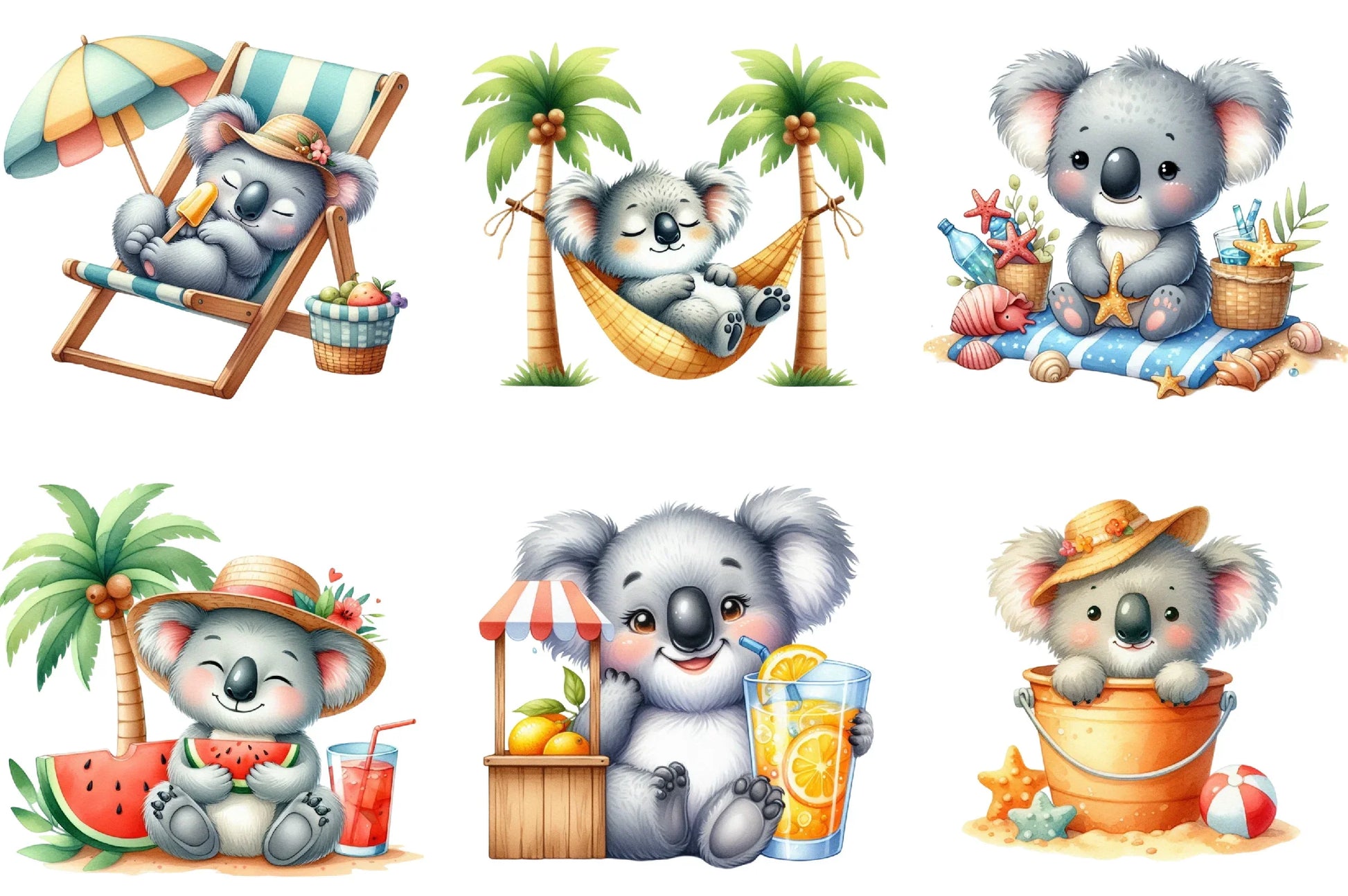 Summer Koala Clipart Bundle - CraftNest - Digital Crafting and Art