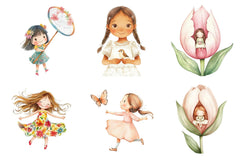 Spring Cute Little Girl Clipart Bundle - CraftNest - Digital Crafting and Art