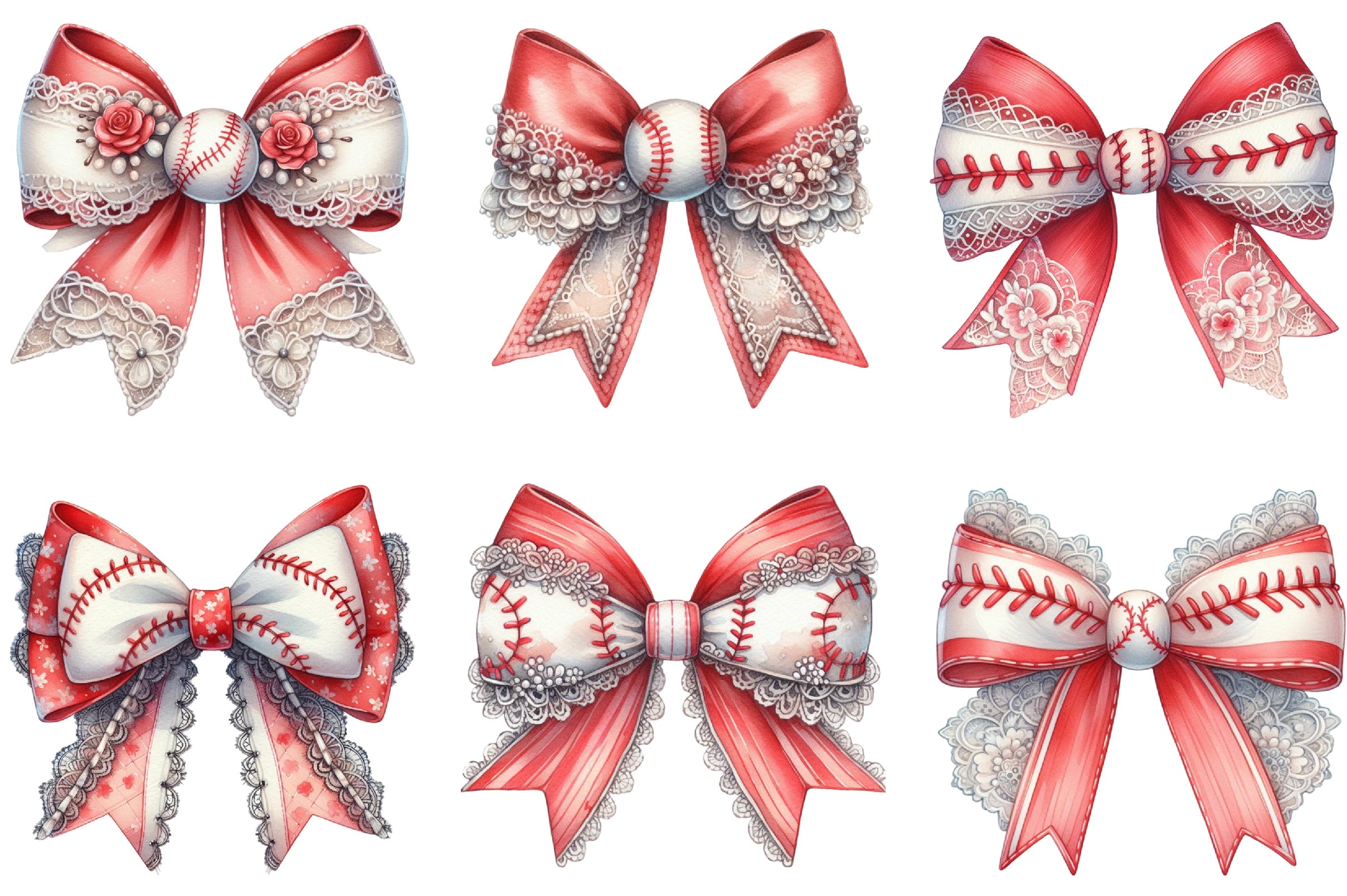Baseball Mom Coquette Bow Clipart Bundle