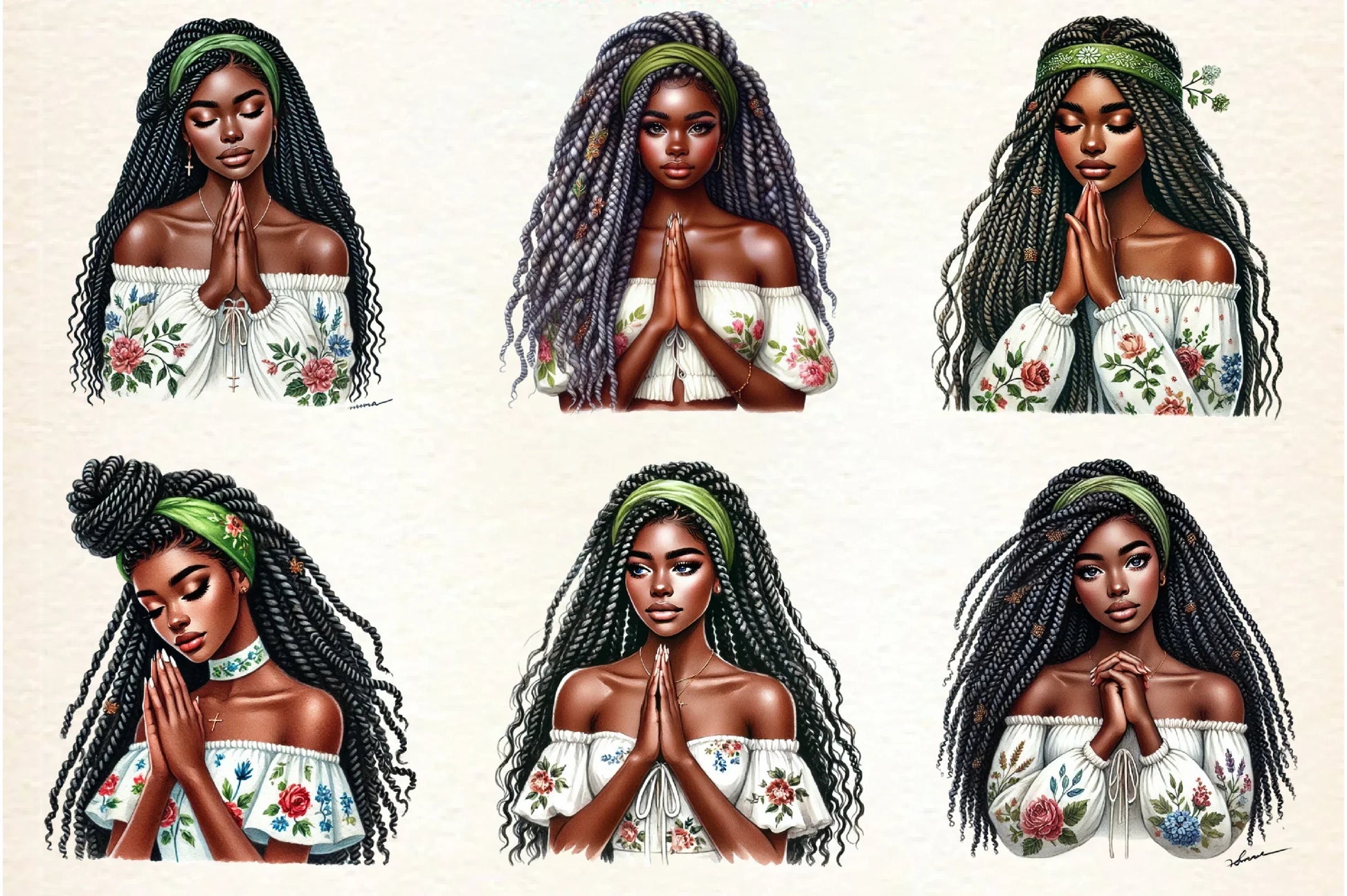 Black Girl Praying Clipart Bundle - CraftNest - Digital Crafting and Art