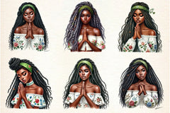 Black Girl Praying Clipart Bundle - CraftNest - Digital Crafting and Art
