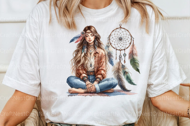 Tribal Boho Girl Clipart Bundle 10 - CraftNest - Digital Crafting and Art