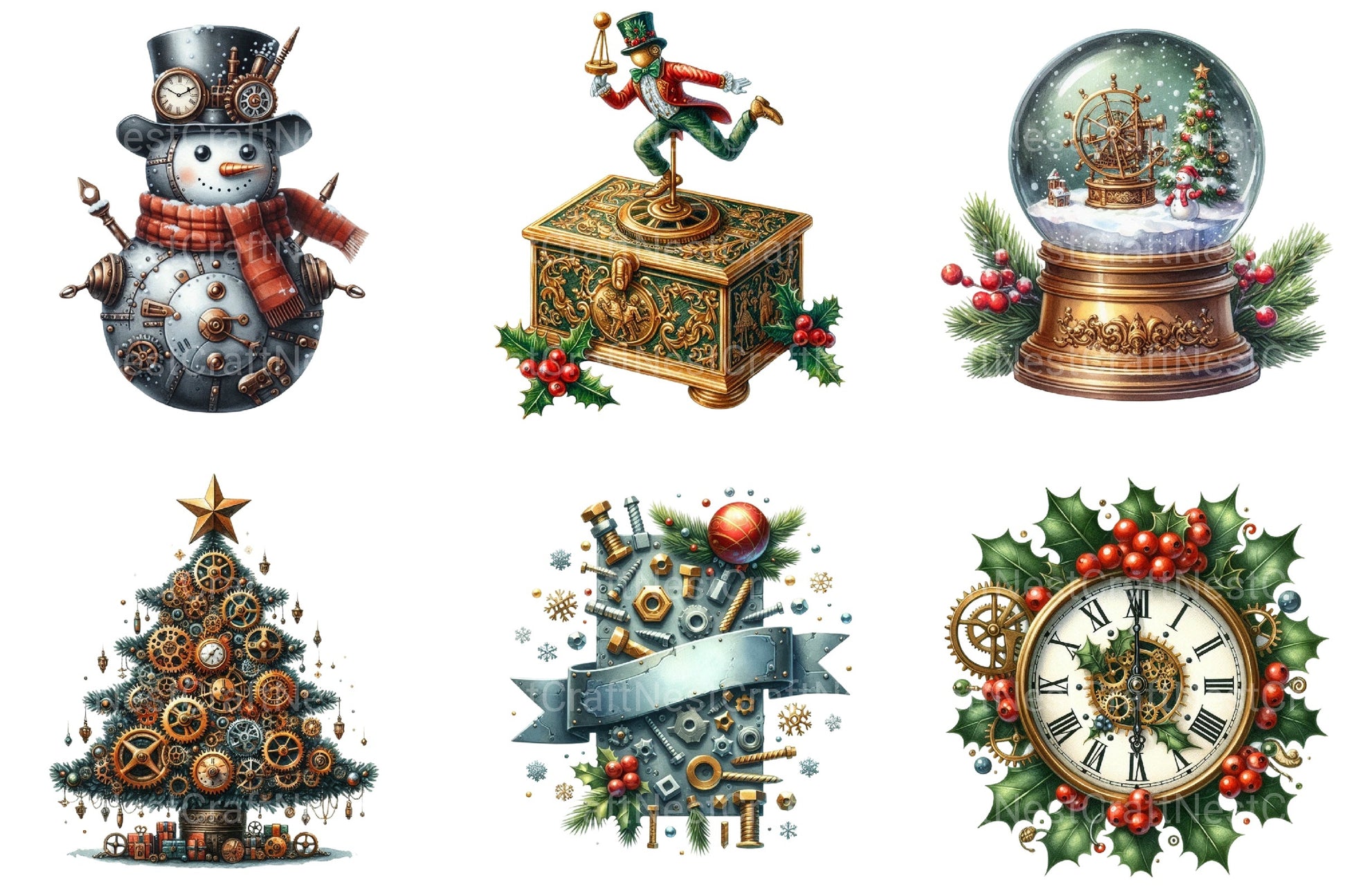 Christmas Steampunk Clipart Bundle - CraftNest - Digital Crafting and Art