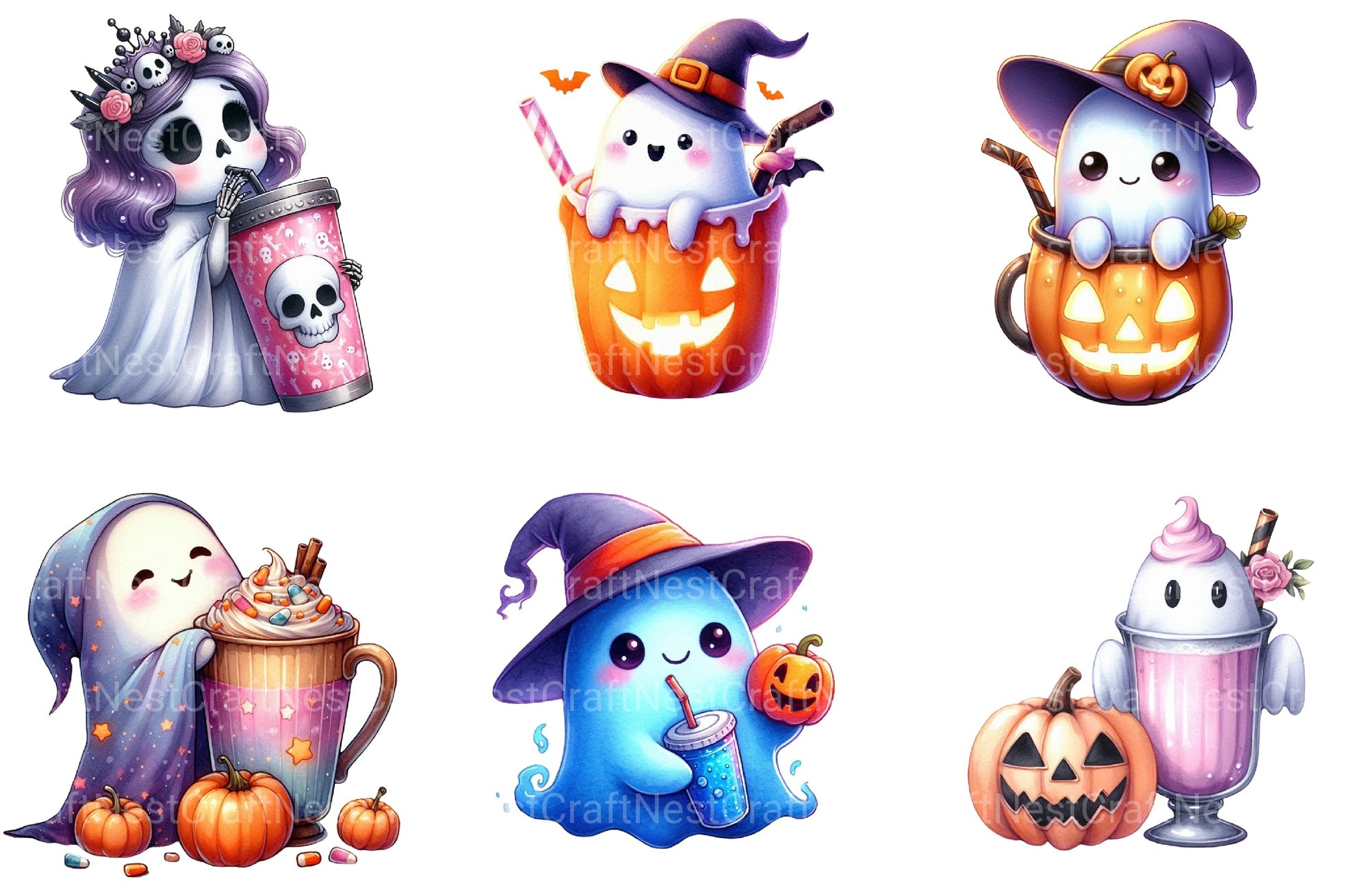Jack O' Sip Ghost Halloween Clipart Bundle - CraftNest - Digital Crafting and Art