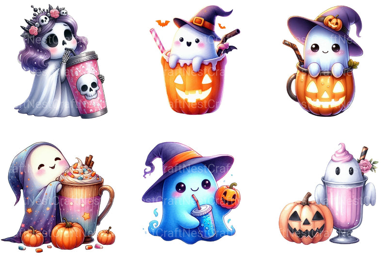 Jack O' Sip Ghost Halloween Clipart Bundle - CraftNest - Digital Crafting and Art
