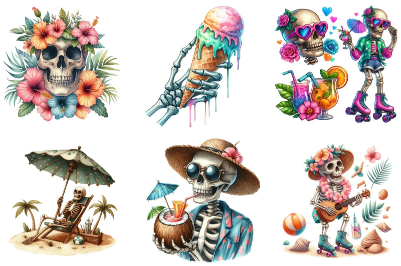 Summer Skeleton Clipart Bundle - CraftNest - Digital Crafting and Art