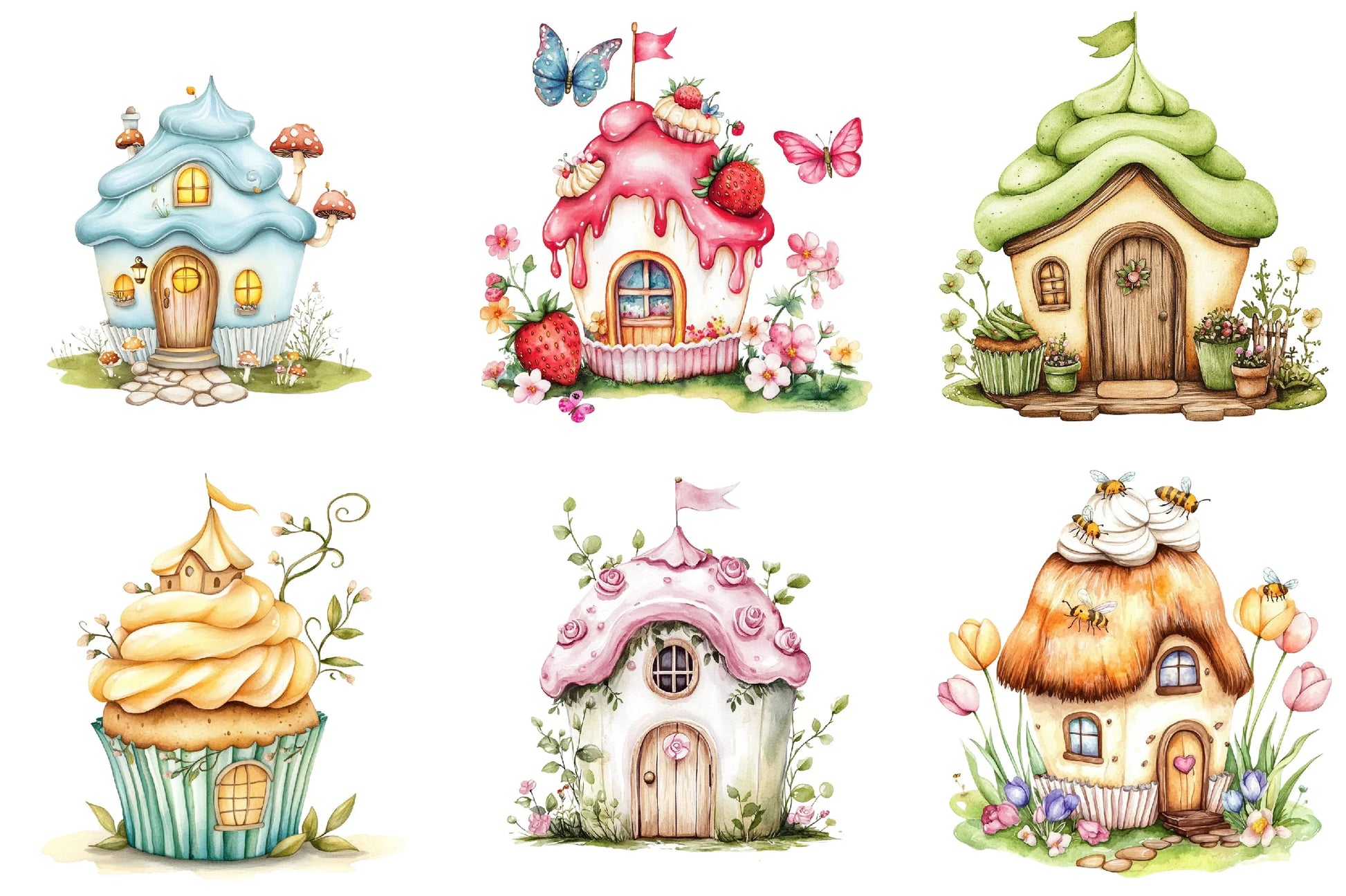 Spring Cupcake House Clipart Bundle - CraftNest - Digital Crafting and Art