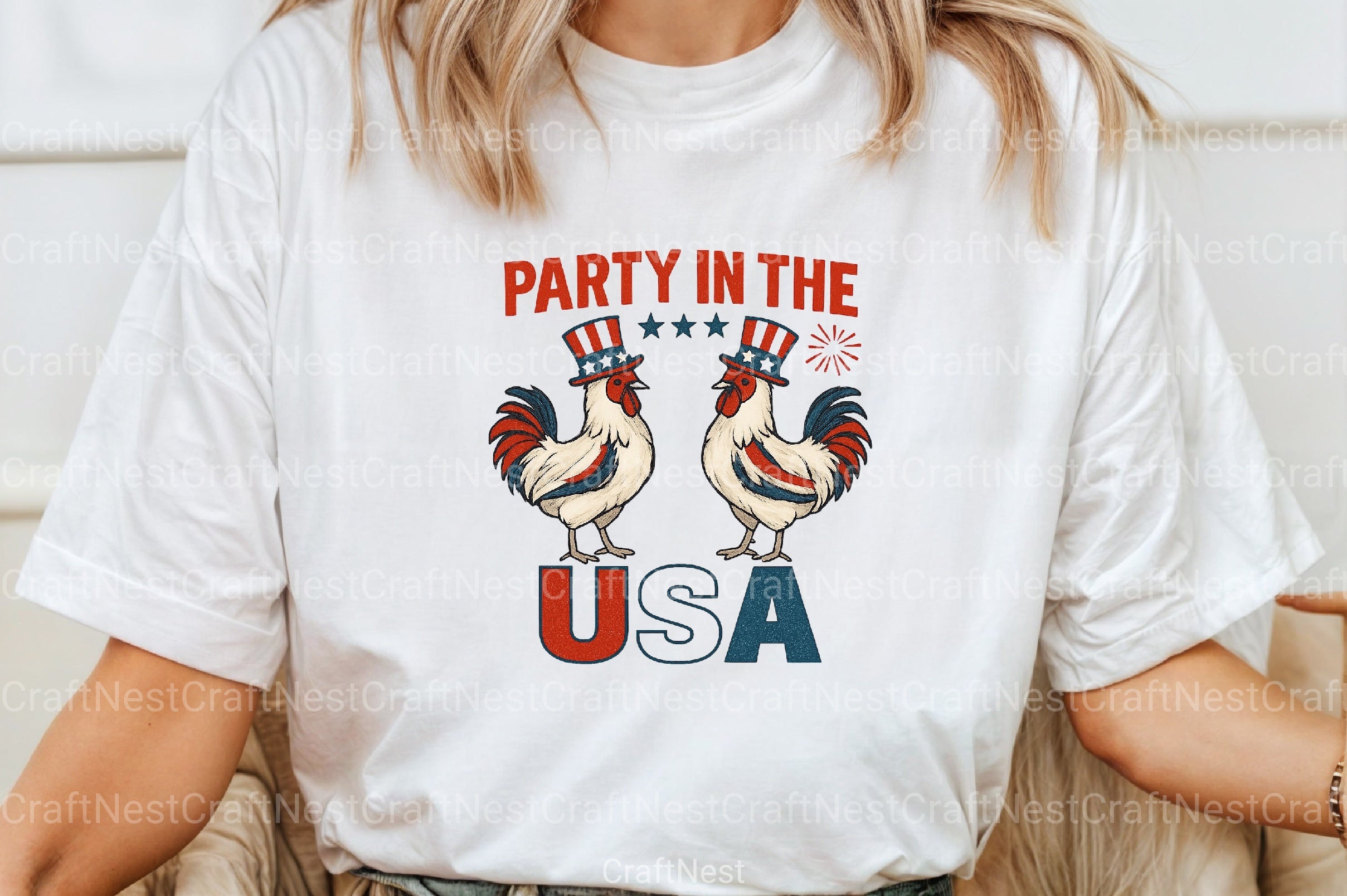 Patriotic Rooster Clipart Bundle - Party in the USA - CraftNest - Digital Crafting and Art