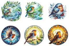 Robin Bird Stained Glass Clipart Bundle - CraftNest - Digital Crafting and Art