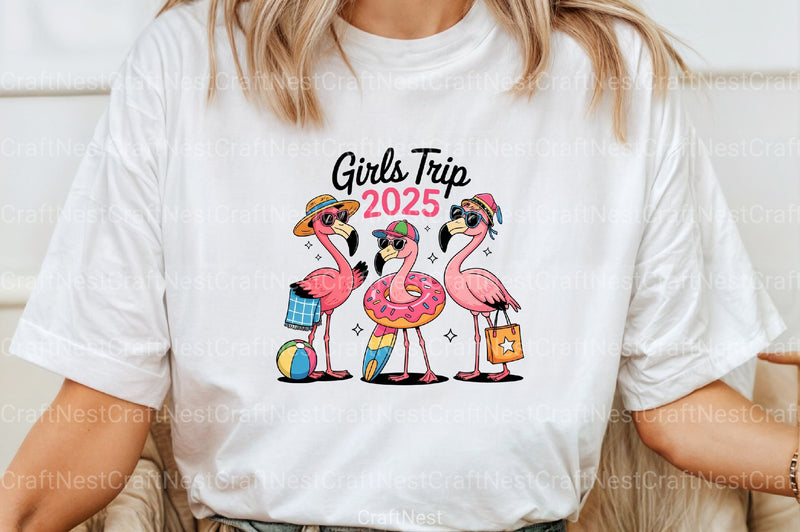 Summer Girls Trip Flamingo Beach Clipart Bundle 2025 - CraftNest - Digital Crafting and Art
