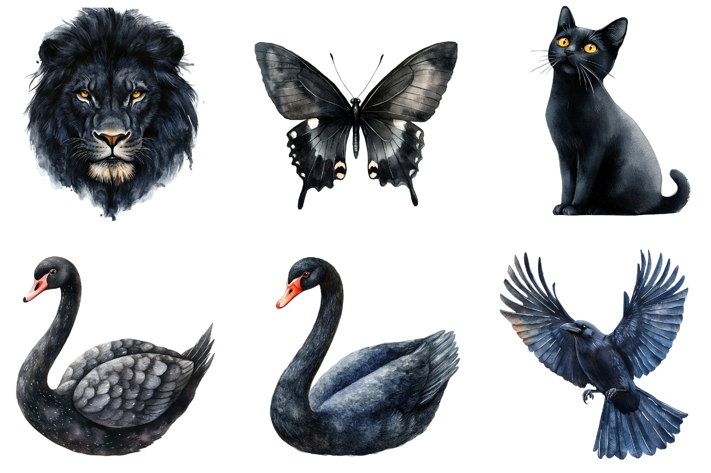 Black Animal Icon Clipart Bundle