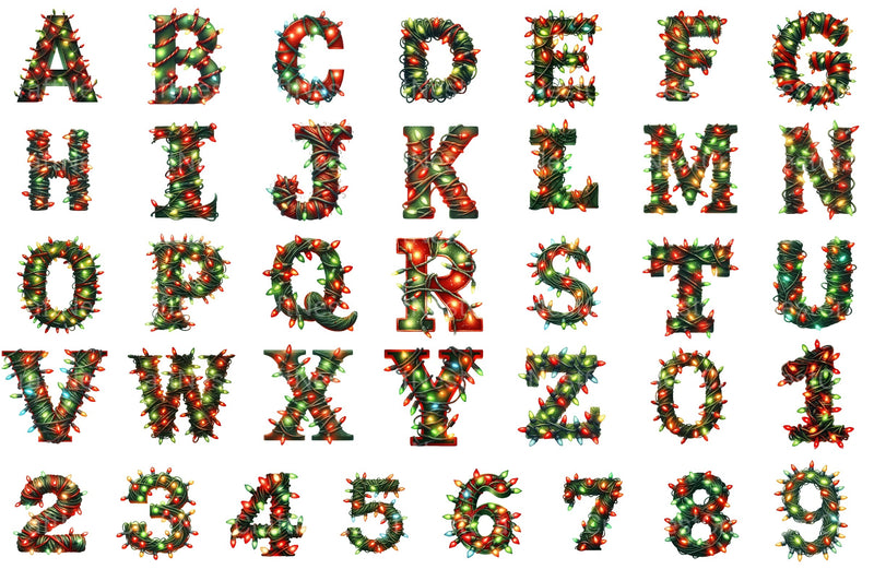 Christmas Lights Alphabet Clipart Bundle - CraftNest - Digital Crafting and Art