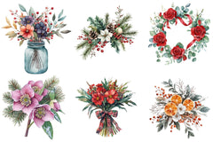 Christmas Flowers Clipart Bundle - CraftNest - Digital Crafting and Art