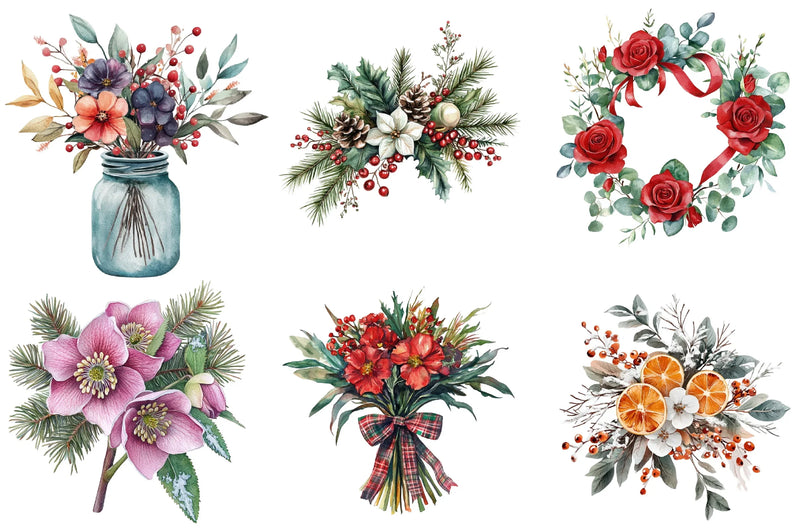 Christmas Flowers Design Clipart Bundle - CraftNest - Digital Crafting and Art