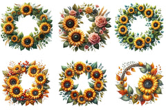 Sunflower Wreaths Clipart Bundle - CraftNest - Digital Crafting and Art