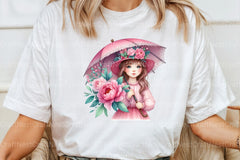 Girl with Peonies Flower Clipart Bundle 55 - CraftNest - Digital Crafting and Art