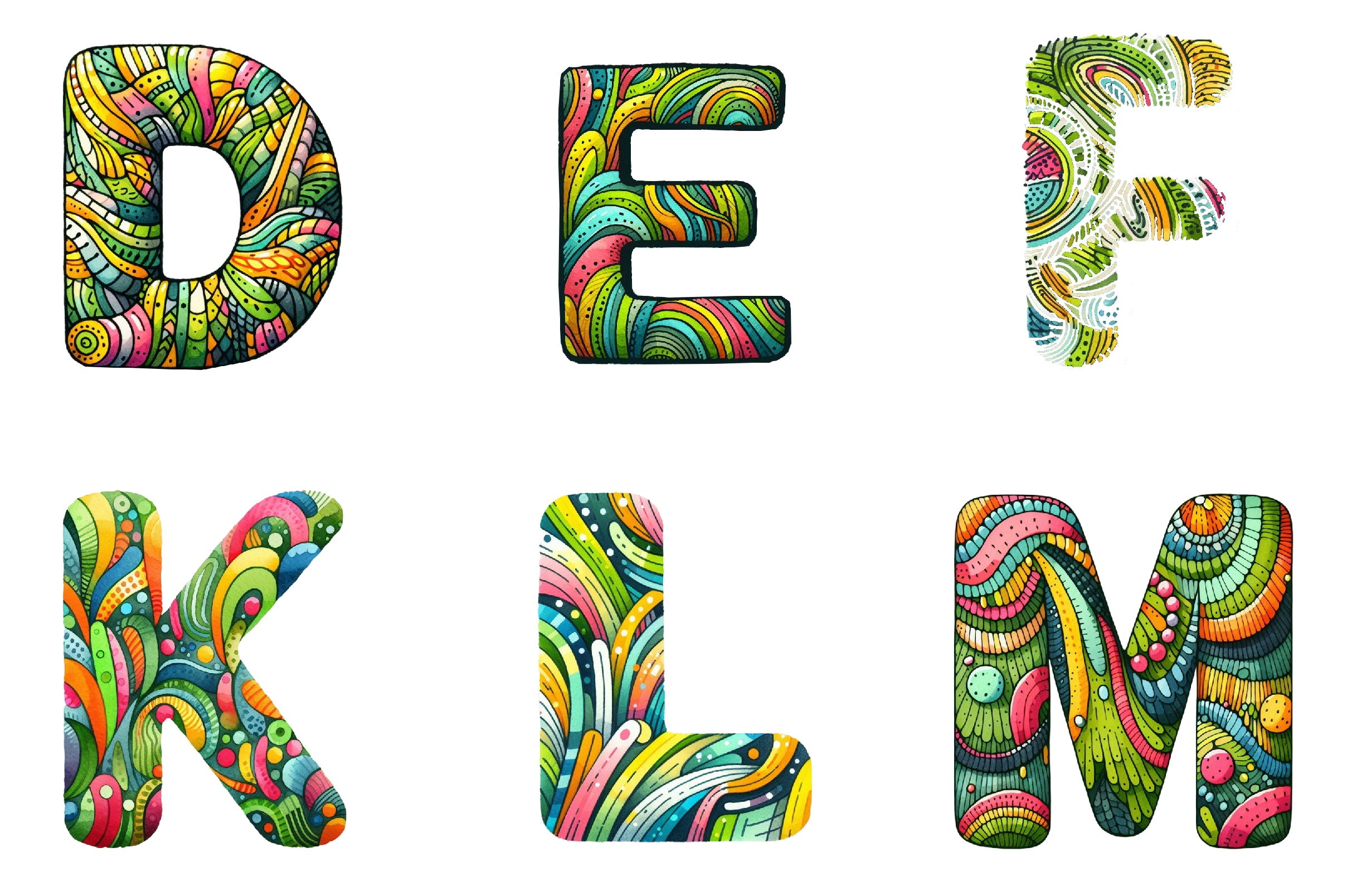 Brushstroke Alphabet Graphic Clipart Bundle