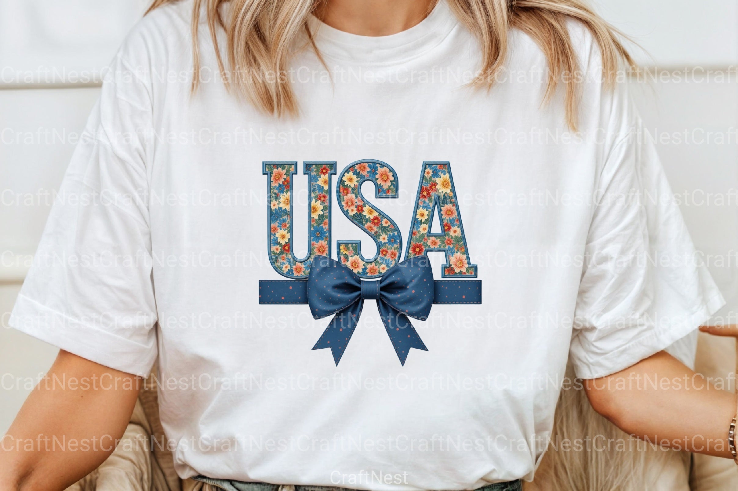 USA 4th of July Coquette Bow Flowers Clipart Bundle 2 - CraftNest - Digital Crafting and Art