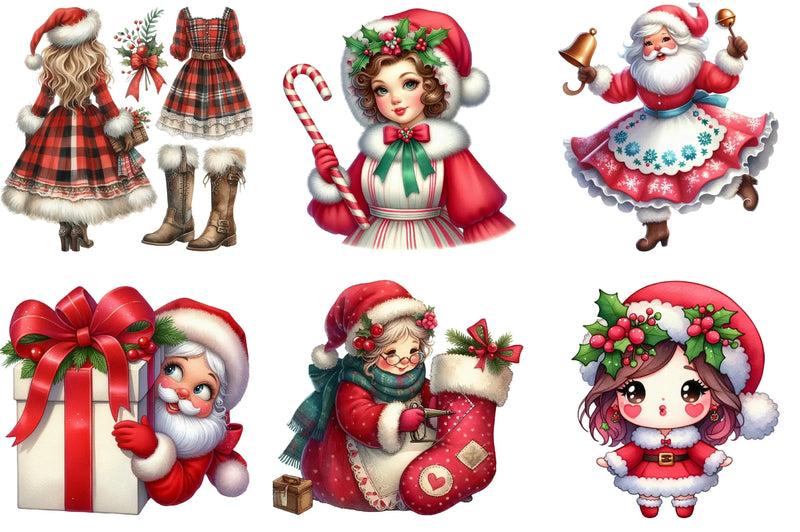 Christmas Mrs. Claus Clipart Bundle - CraftNest - Digital Crafting and Art