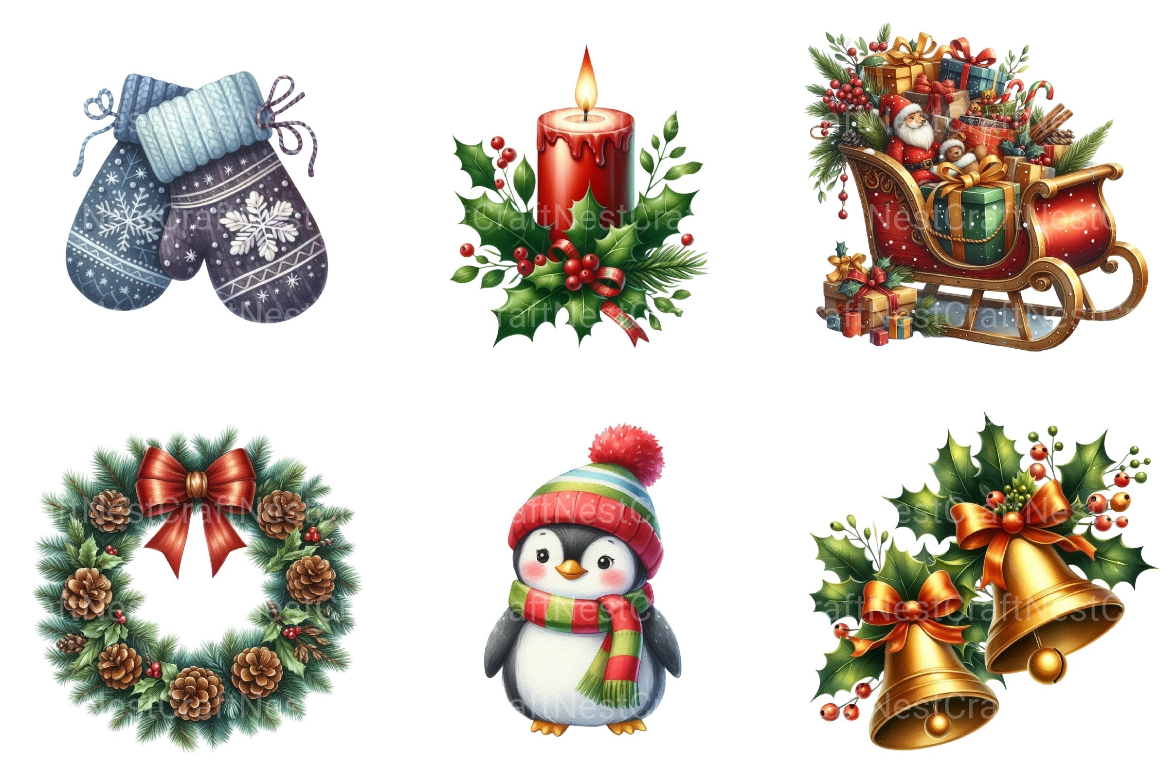 Christmas Clipart Bundle: Festive Holiday Designs - CraftNest - Digital Crafting and Art